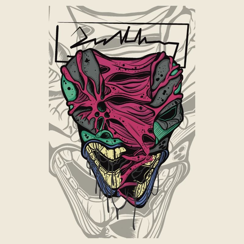 Visage de masque coloré et déformé