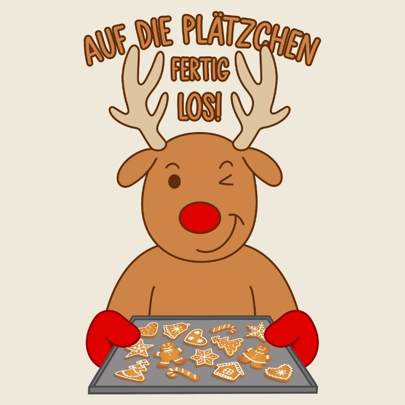 Auf die Plätzchen fertig los Spruch Rentier Backen