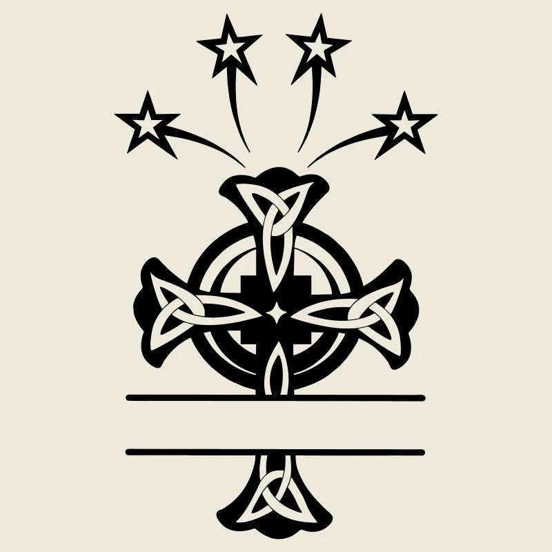 Monogramme de croix celtique quatre étoiles