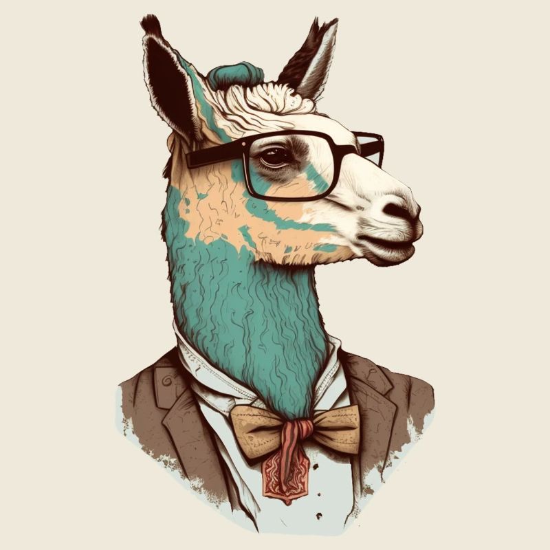 Lama nerd avec lunettes et costume