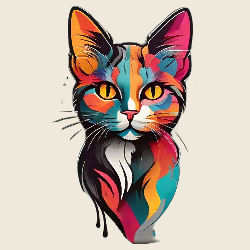 Visage de chat coloré