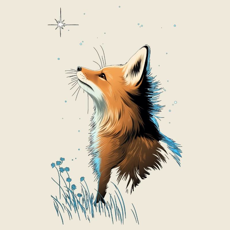 Fox with starry sky