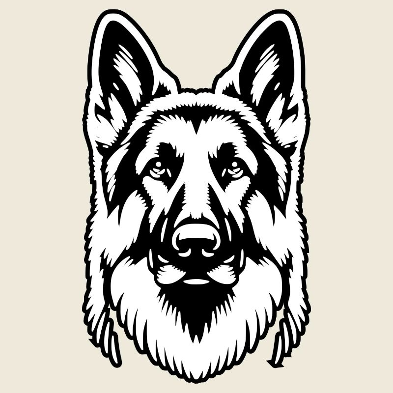 German Shepherd black silhouette from head