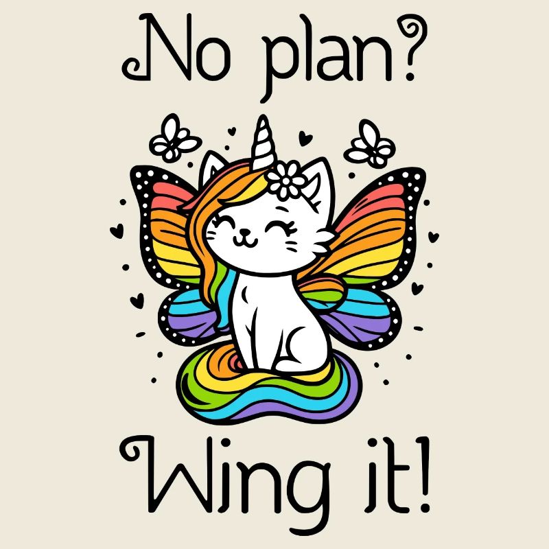 No plan? Wing it! Geflügelte Einhornkatze (bunt)
