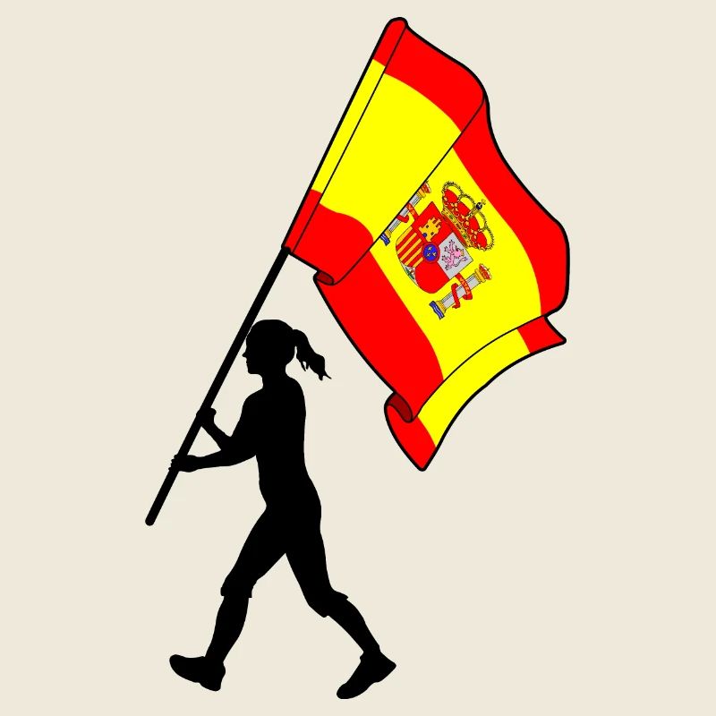 Flagge Spanien Frau Zu Fuß