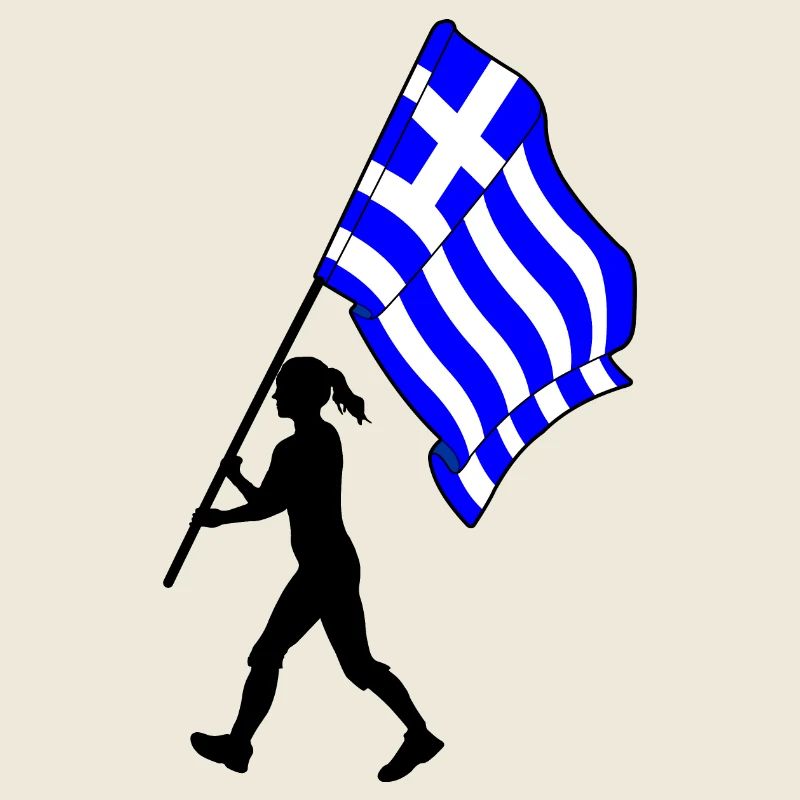 Drapeau Grèce Femme Marche