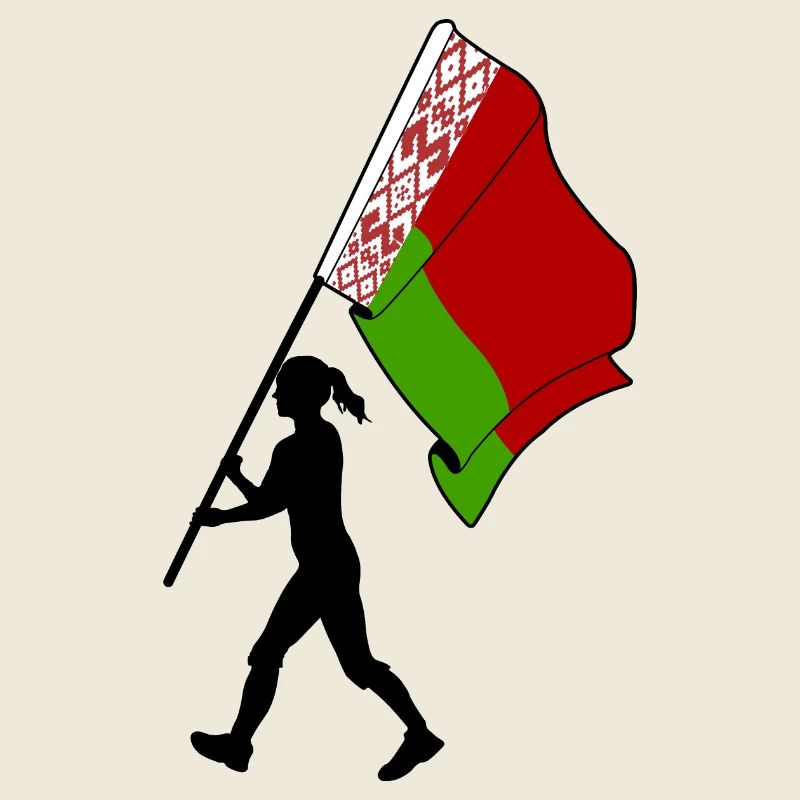 Drapeau Biélorussie femme marchant