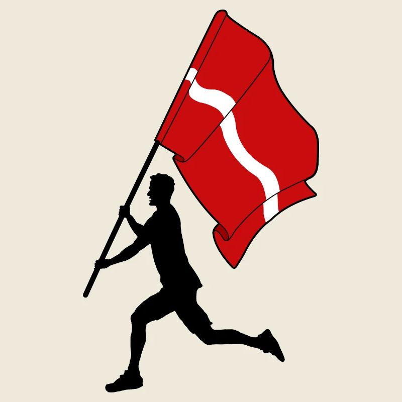Flagge Lettland Mann läuft