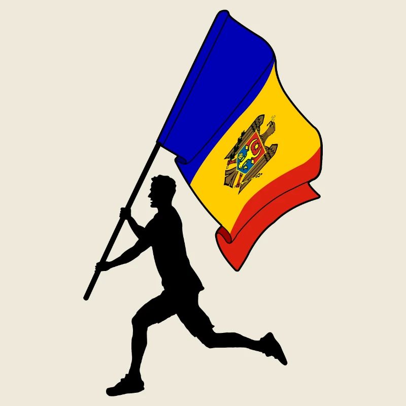 Flag Moldova man running