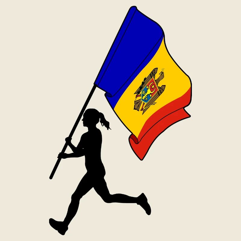 Flagge Moldawien Frau läuft