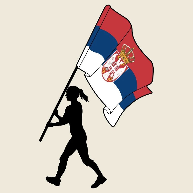 Drapeau Serbie femme marchant