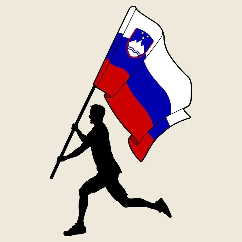 Flagge Slowenien Mann läuft