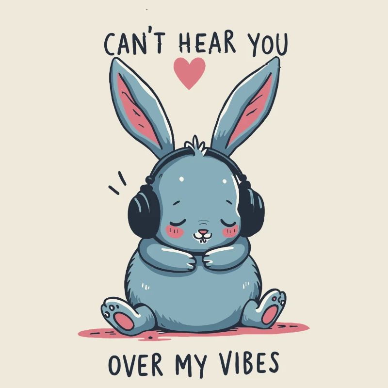 Can't Hear You Bunny Vibes Kopfhörer T-Shirt