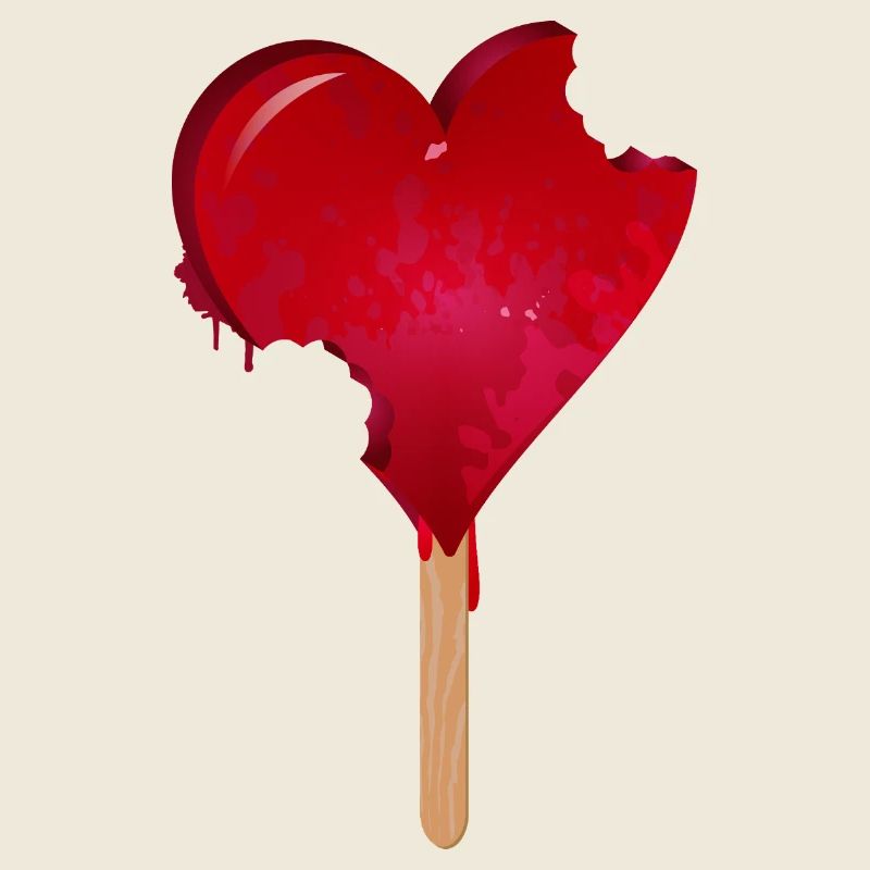 Rotes Herz Eis mit Biss