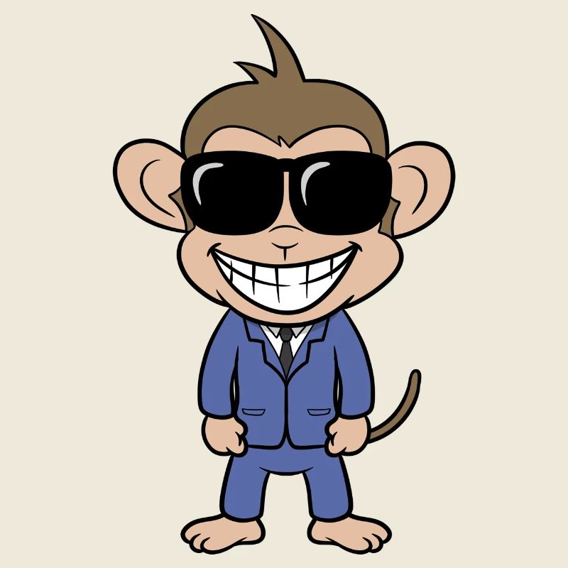 Singe d’affaires avec costume et lunettes de soleil