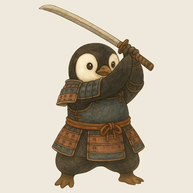 Pingouin, Samouraï, Katana, Épée, Arts martiaux, Japon