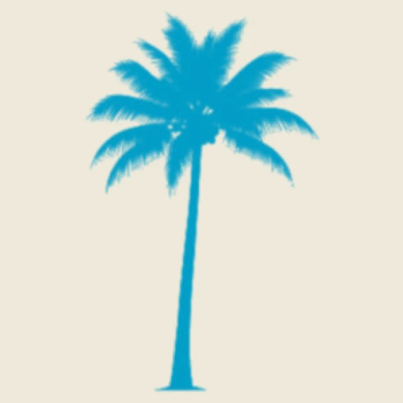Tropical palm tree in blue tone