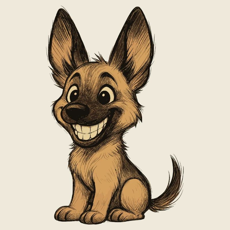 drôle Malinois chiot dessin animé mignon chien de berger