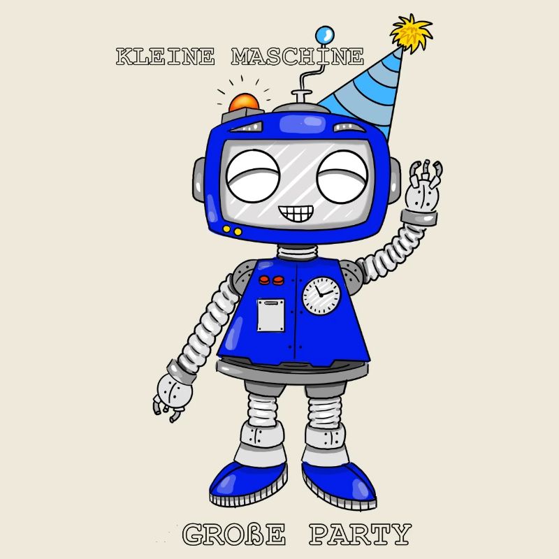 Playful robot with party hat
