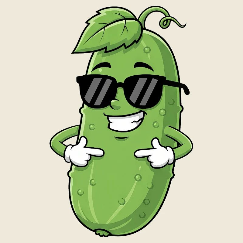 Cool Cucumber Cartoon with Sunglasses Summer