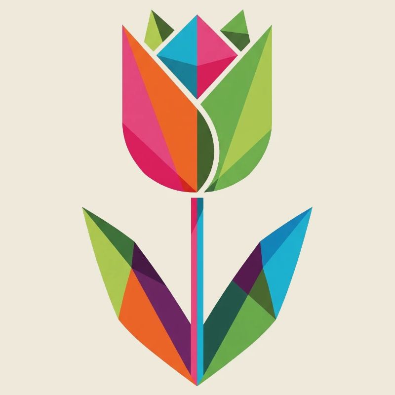Tulipe géométrique aux couleurs du prisme