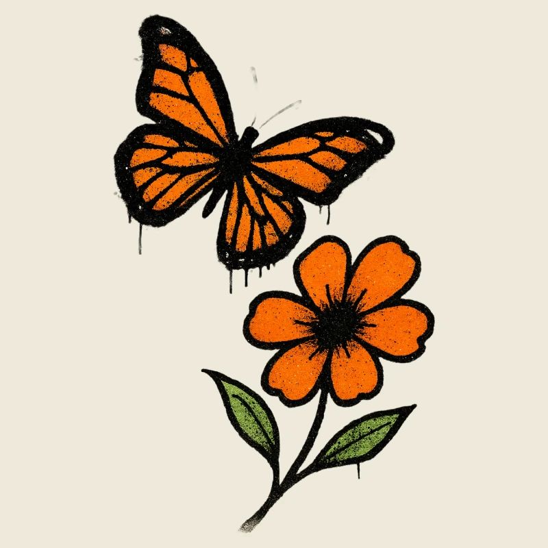 Butterfly and Blossom Graffiti