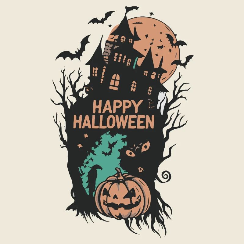 Halloween Dark Mansion and Pumpkin