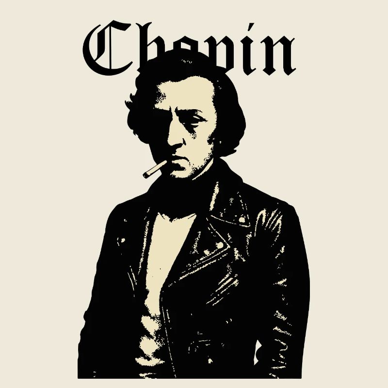 Chopin Noir Portrait En Cuir Rebelle