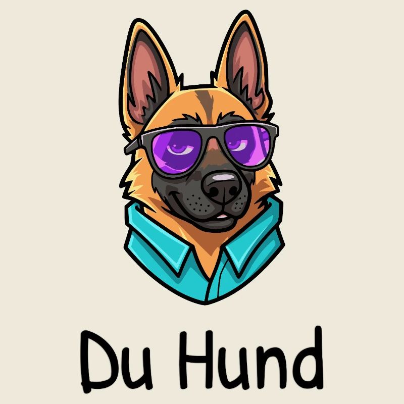 Schäferhund mit Brille sagt: Du Hund