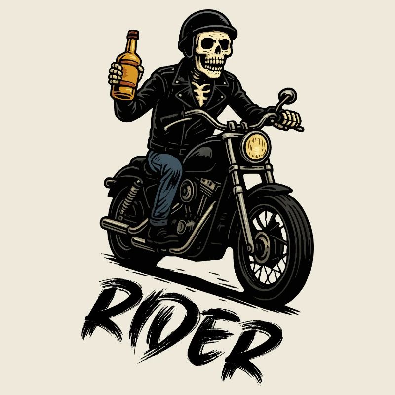 Skelettbiker mit Flasche