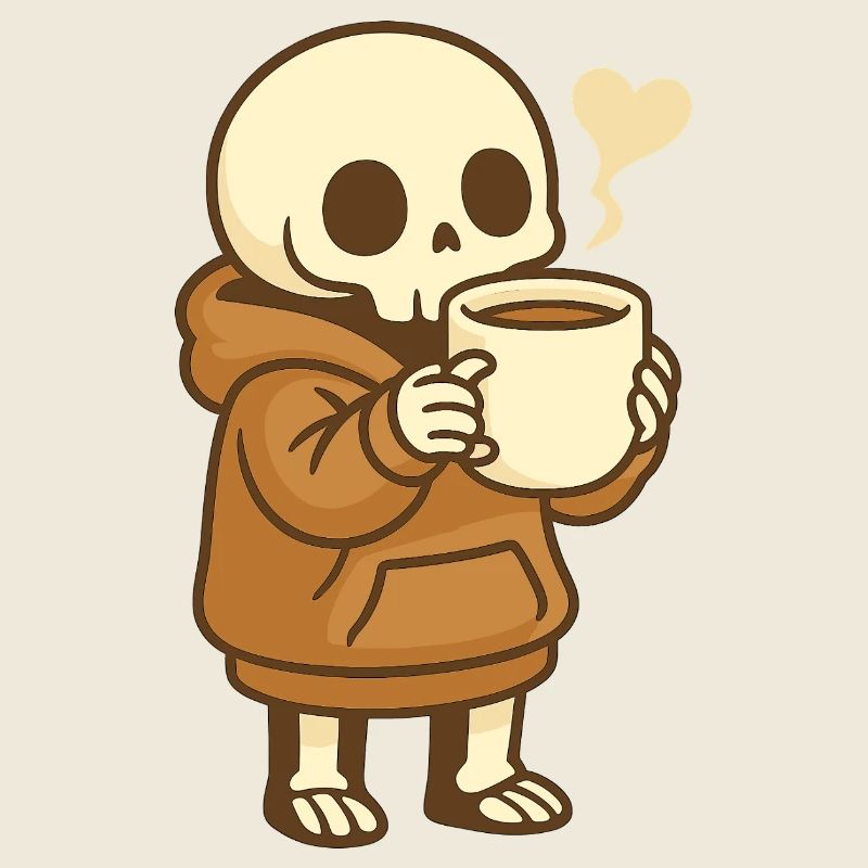 Cozy Kaffee Skelett – Kawaii Cute