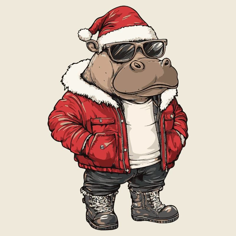 Nilpferd Weihnachten Winter