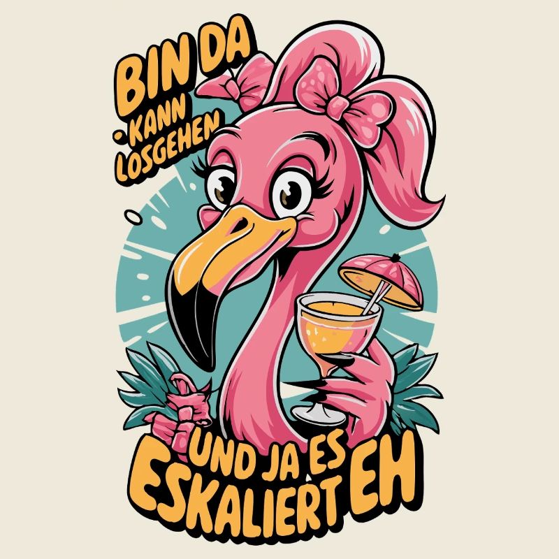 Flamingo Spruch Bin da – eskaliert eh