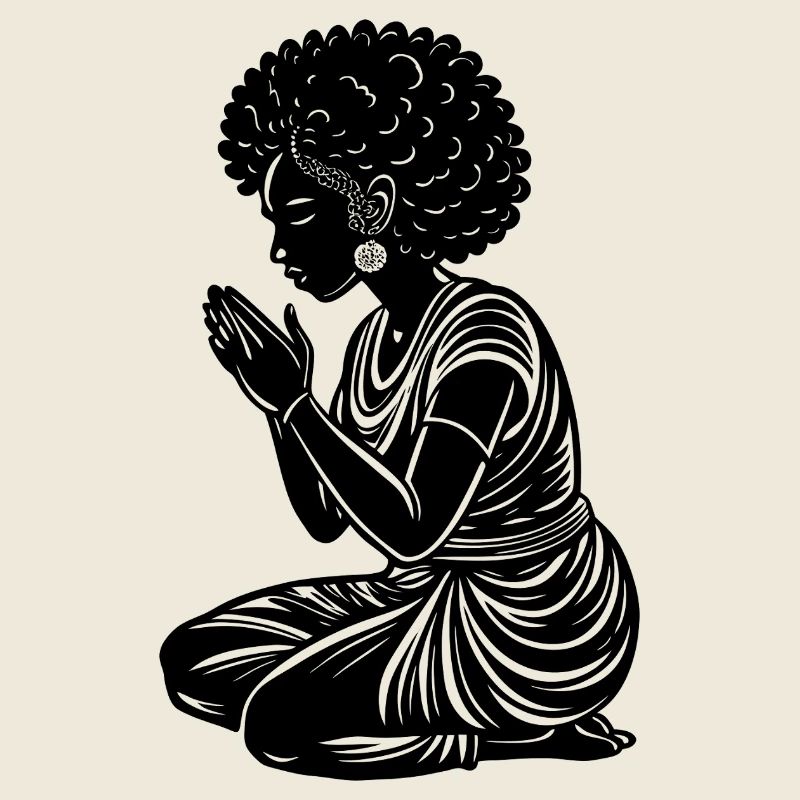 Femme afro prie