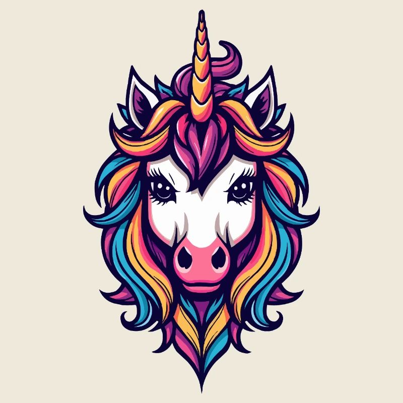 Tête de Licorne Arc-en-ciel