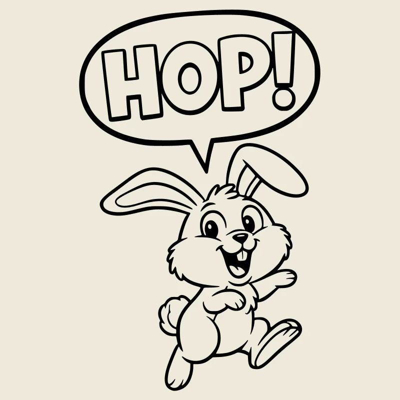HOP! Bunny Jumping Outline Comic
