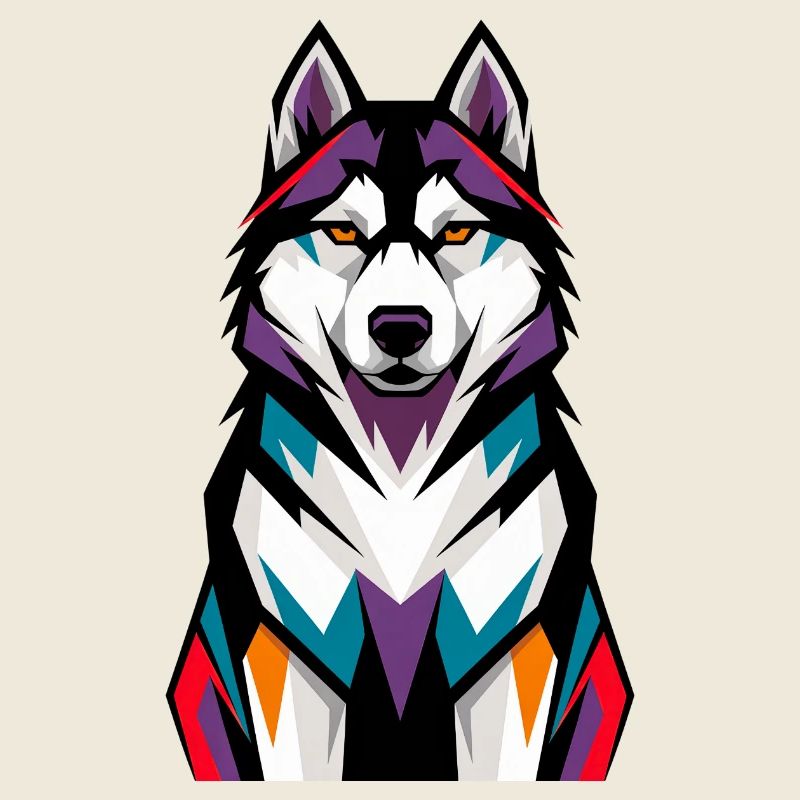 Bunter Husky-Hund