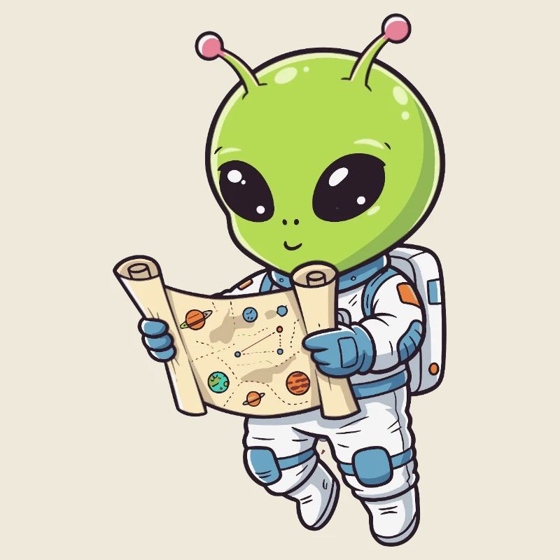 Alien Astronaut with Map