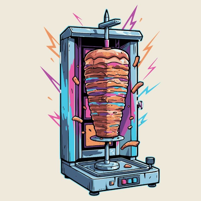 Machine à brochette à kebab néon