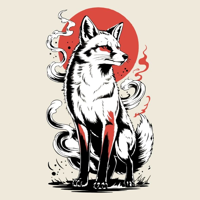 Renard puissant avec soleil
