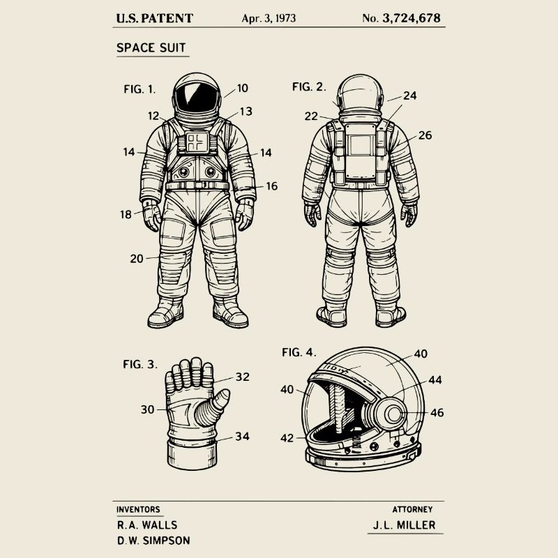 Plan de brevet de combinaison spatiale