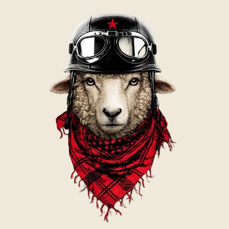 Pilot sheep in bomber look