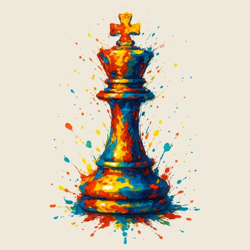 König des Schachs – farbenfroher Aquarellstil