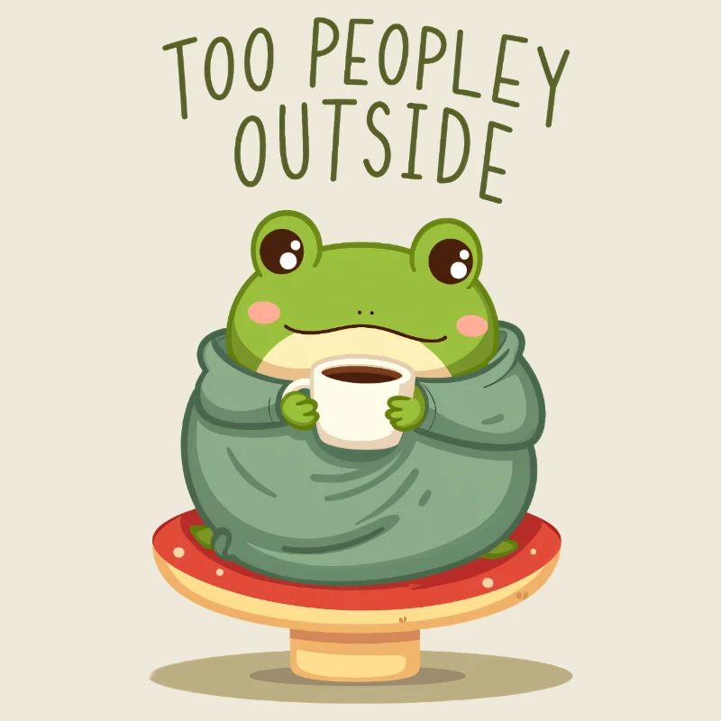 Funny Introvert Frog - Too Peopley Outside