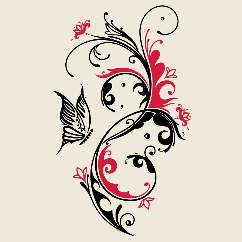 Flowers with butterfly, floral