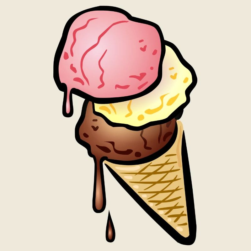 Eistüte mit drei Kugeln Eis