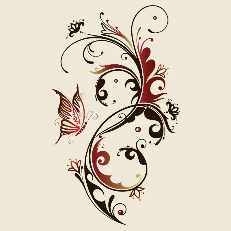 Fleur au papillon, rouge et marron
