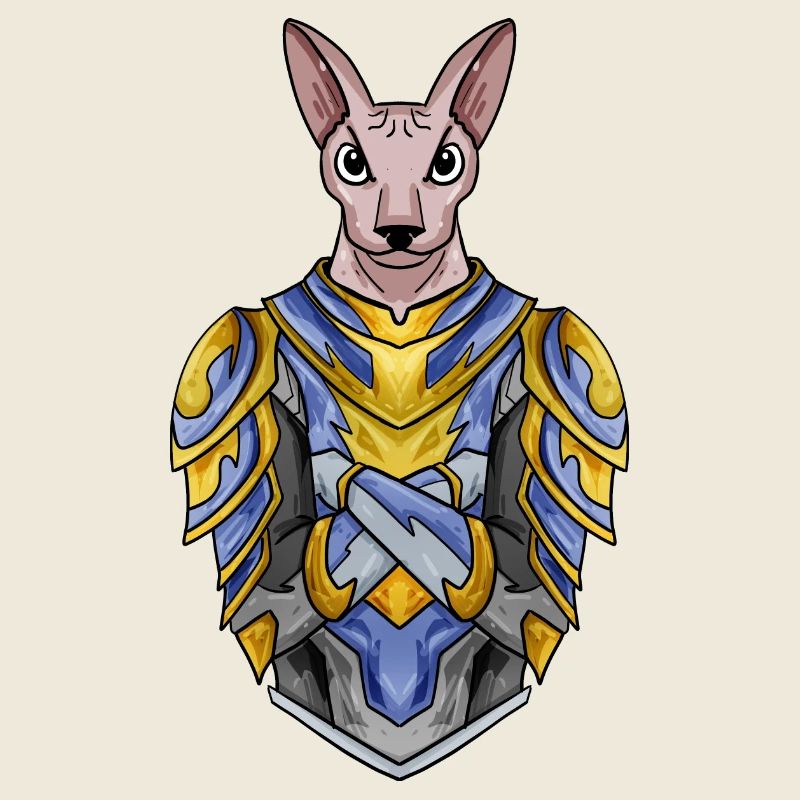 Knight Cat Cat Breed Sphynx with Armor