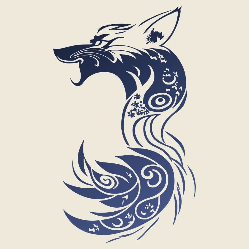 Blauer Tribal Fantasy Fuchs