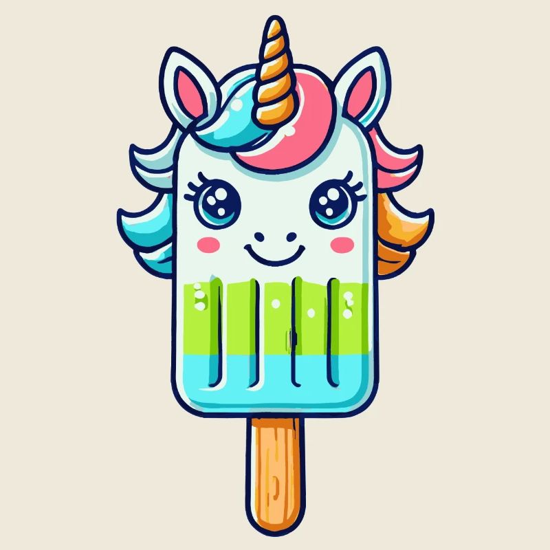 Ein Eis am Stil in Form eines bunten Einhorns